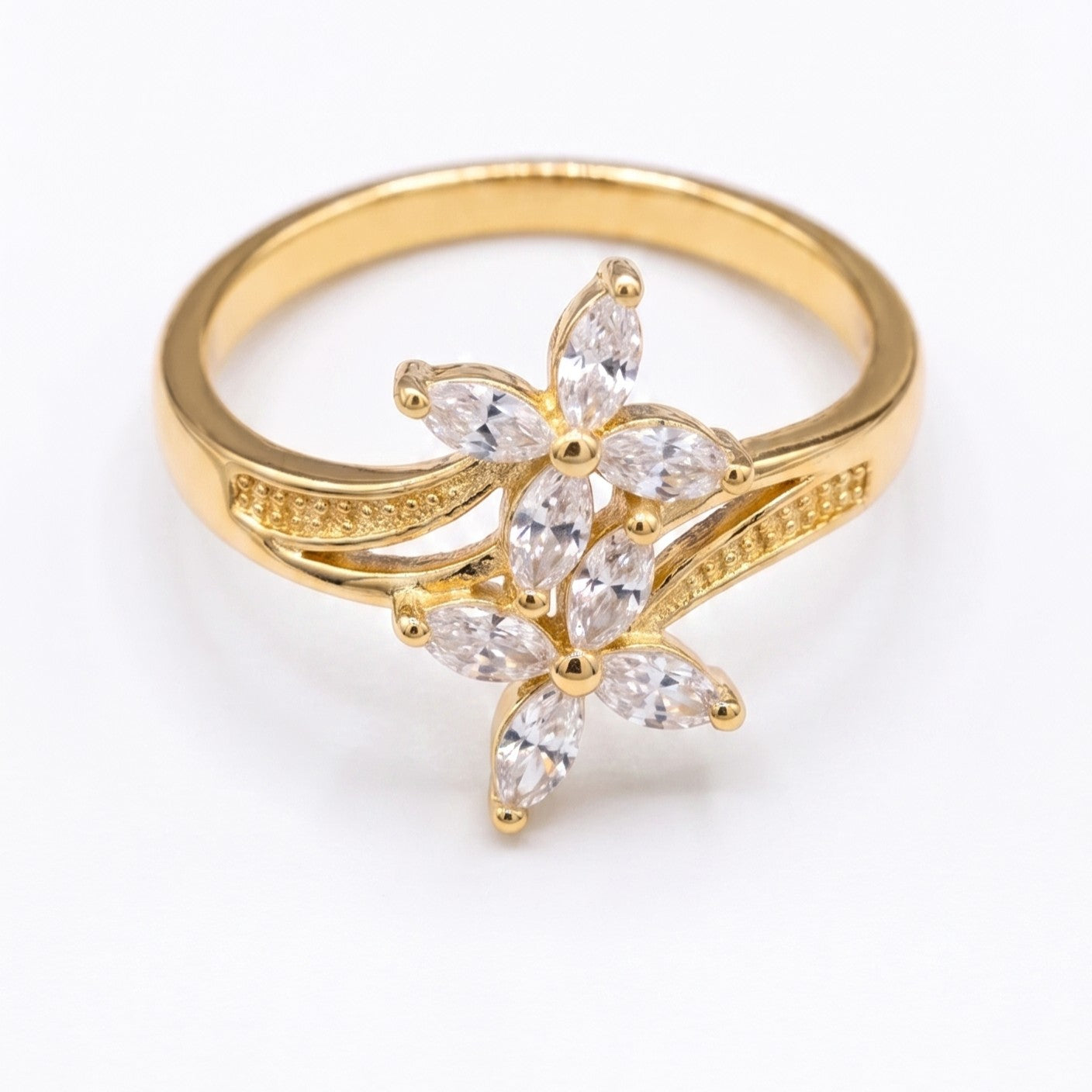 Anel Flor Marquise Zircônia