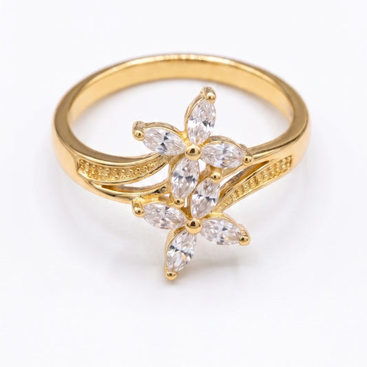 Anel Flor Marquise Zircônia