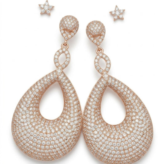 Brinco Gota Pêndulo Pavê Zircônia